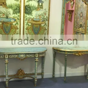 Blue Handpainted Antique Style Decorative Console Table,Bird and Flowers thumbnail-3
