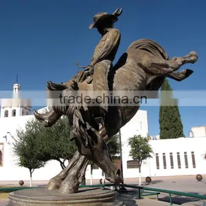 Bronze Foundry Large Outdoor Copper Cowboy Horse Statue thumbnail-1