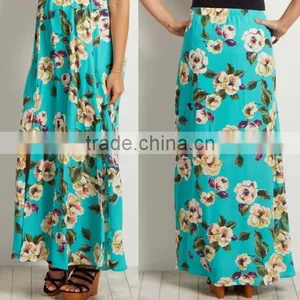 Digital Printed Polyester Chiffon Fabric Long Skirts,100% Polyester Floral Chiffon Maternity Maxi Skirt thumbnail-1