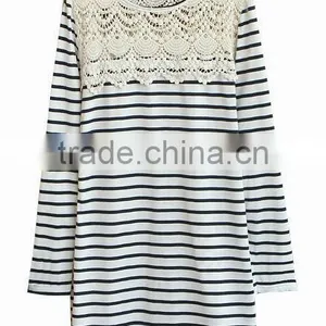 New Fashion t Shirt Boat Neck Fringe Front/back Long Sleeve Casual/daily Loose Stripe Fashion t Shirt for Girl thumbnail-3