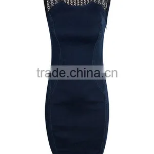 Express Clothing Manufacturing Ladies' Slim Fit Sleeveless Hollow Denim Adult Fairy Dresses thumbnail-2