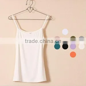 Plain White Good Hand Feel Fabric Modal Camisole Wholesale for Ladies thumbnail-1