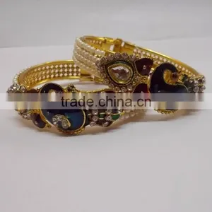 Best Selling Peacock Designer CNC Real Gold Machine Work Kada Bangle thumbnail-2