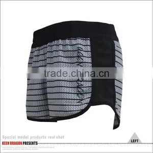 Dark Grey Strip Female Running Shorts Zip Style Mma Shorts thumbnail-4