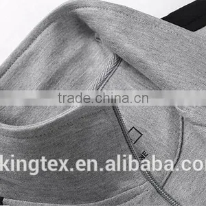 2018 Spring/Autumn Mens Fashion Hoodie Sleeve Contrast Two Pocket Cotton Gym Plain Long Sleeve Full Face Zip Hoodie Set thumbnail-3