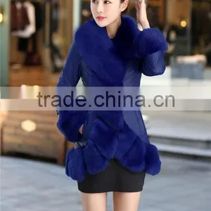 New Fashion Winter Jacket Women Luxurious Fake Fox Fur Collar Long Leather Jacket PU Slim Parkas For Women Coat Ladies Down thumbnail-3
