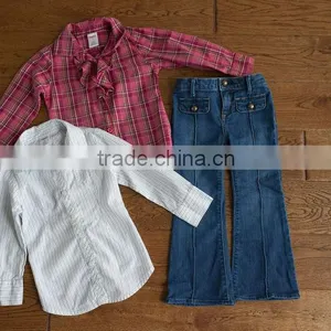 Toddler Girl Baby Jeans Long Sleeve Shirts Outfit Fall and Winter thumbnail-1