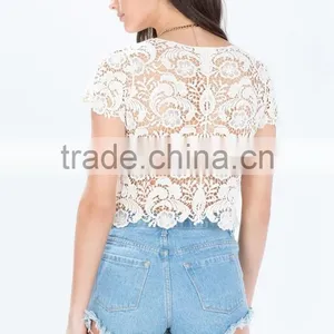 Adorable Round Neck Crochet Knitting Tops for Woman thumbnail-4