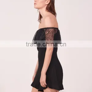 2017 OEM Women Sexy Off-shoulder Lace Neckline and Sleeves Playsuit thumbnail-4
