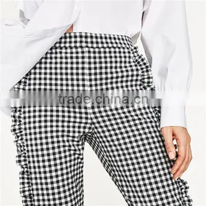 Spring Women Soft Slim Gingham Trousers thumbnail-5