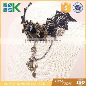 Lace Jewelry Europe and the United States Retro Black Lace Necklace Anchor Shape Women 's False Collar thumbnail-3