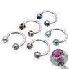 Multi Gem Surgical Steel Swarovski Stone CBR Ball Circular Barbell Jewelry For Men, Guys thumbnail-1