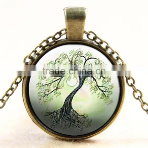 XP-TGN-LT-103 Life Charm Dome Pendant Colorful Time Gem Family Tree Glass Cabochon Necklace With Popular Accessories thumbnail-1