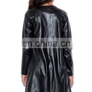 Autumn Black Perforated Faux Leather Jacket Model Online Wholesale thumbnail-5