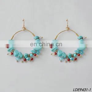 Raw Stone Earrings Round Hoop Earrings Raw Gemstone Hoop Earrings thumbnail-2