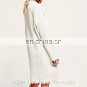 Super Luxe Without Buttons Long Cardigan Collarless Textured Coat thumbnail-3