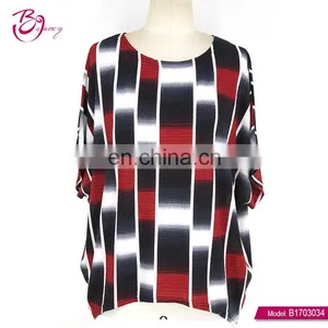 Crew Neck Latest Design Summer Wholesale Tunic Female Tops thumbnail-3