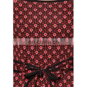 Dress for Women Elegant RedBlack Mini Floral Dress Cape Sleeves Women Dress thumbnail-6