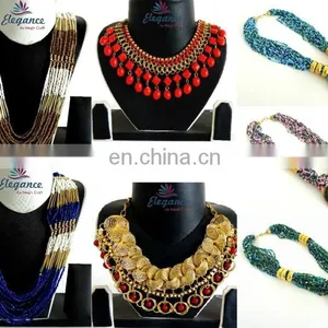 Indian Trendy Beaded Jewelry - Handmade Beaded Pearl Necklace - Pearl Jewelry Set - Imitation Jewellery - Designer Jewelry thumbnail-1