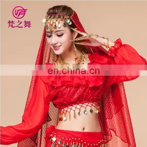 Indian Dance Tops Belly Dance Tops Tribal Dance Top Long Sleeves Belly Dance Tops S-3068# thumbnail-4