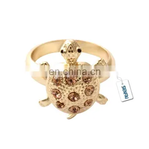 Gold Jewelry Wholesale Yellow Rhinestone Tortoise New Design Ladies Finger Ring thumbnail-1