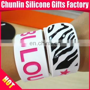 Debossed With Color Filled Silicone Slap Bracelet thumbnail-1