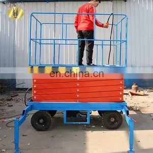 7LSJY Shandong SevenLift 20 m 300kg Portable Manual Hydraulic Mobile Scissor Mechanism Platform Lift Table Work Platform thumbnail-1