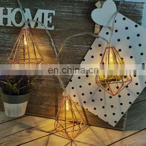 Good Quality Battery Powered LED Metal Diamond Shape String Light For Home Decoration thumbnail-1