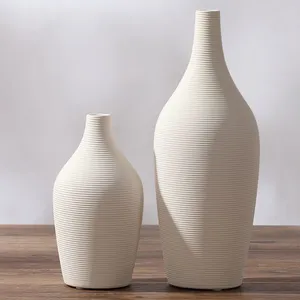 Biscuit Firing Minimalism Creative Hand Made White Large Ceramic Vase Decoration For Living Room thumbnail-1