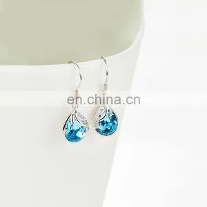New Fashion Crystal Rhinestone Raindrop Shape Zircon Stud Hoop Large Pendant Earring S925 Silver thumbnail-3