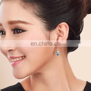 New Fashion Crystal Rhinestone Raindrop Shape Zircon Stud Hoop Large Pendant Earring S925 Silver thumbnail-5