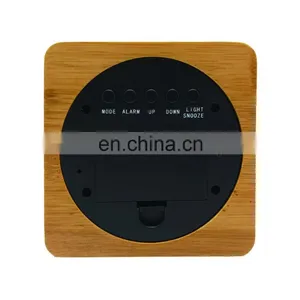 Promotional Modern Home Living Room Cloth Surface Electronic Desktop Digital Led Wooden Alarm Clock thumbnail-4