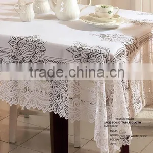 100% Polyester White Solid Luxury Lace Table Cloth From Chinese Factory thumbnail-1