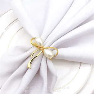 Gold Bow Knot Napkin Rings Buckles for Wedding Party Banquet Decoration Christmas thumbnail-2
