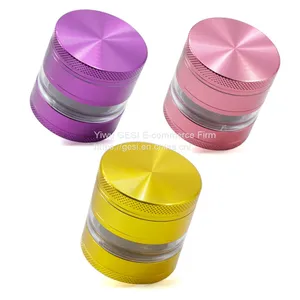 Hot Selling Tobacco Grinder 63MM 55MM 50MM 4 Layers Laser Logo Herb Grinder thumbnail-4