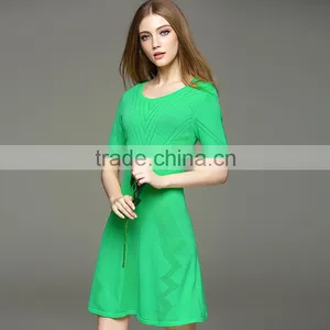 New Arrival Desgin for Lady Kintting Hollow Pattern Round Neck Dress With Half Sleeves thumbnail-5