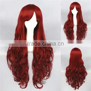 High Quality 80cm Long Curly Dark Red Synthetic Anime Lolita Wig Cosplay Costume Fashion Hair Wig Party Wig Quality Choice thumbnail-1