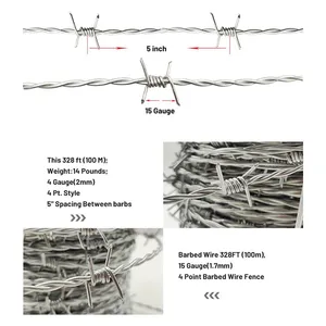 Wholesales Fencing Hot Dipped Galvanized Barbed Wire thumbnail-4