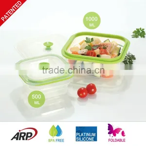 Non-stick Double Color Silicone Lunch Box Collapsible Food Container thumbnail-1