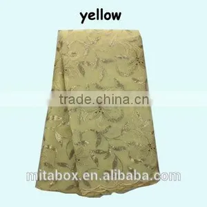 New Arrive!African Organza Lace Yellow Wedding Lace Fabric With Sequins OG0160 thumbnail-1