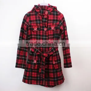 Lady's Stock Apparel Checked Melton Jacket With Belt thumbnail-1