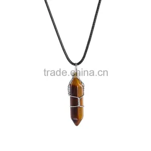 2016 Trendy Hot Style Rose Quartz Natural Stone Bullet Necklace SMJ0144 thumbnail-4