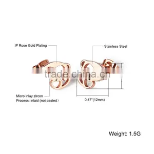 2016 Chinese New Year 316L Stainless Steel Rose Gold Plated Lucky Monkey Earring for Women thumbnail-6