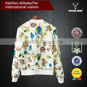 Popular Cartoon Pattern Ladies Short Paragraph Slim Fit Baseball Uniform Jacket for Wholesale Fitness Apparel thumbnail-2