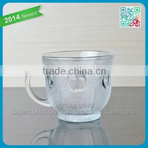 Frosted Tea Cups Embossed Logo Glass Tea Cup With Handle thumbnail-1