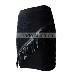 2016 Fashion Tassel Black Pencil Skirt Knee thumbnail-3