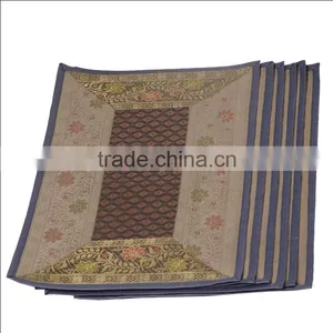 Placemats and Coaster in Navy Blue Color Indian Silk Table Runner thumbnail-4
