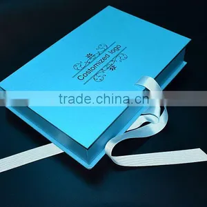 Top Sale Blue Small Folding Gift Hat Shoe Box With Ribbon Close thumbnail-1
