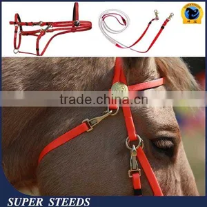 Red and White Pvc Coated Webbing Bitless Horse Bridle thumbnail-1