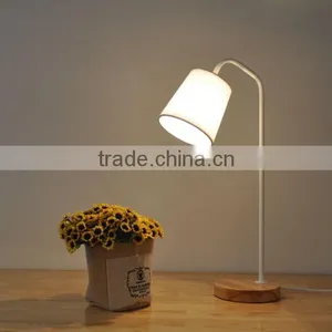 Simple Design Wood Base Metal Table Lamp White Shade Bedside Table Lamp thumbnail-1